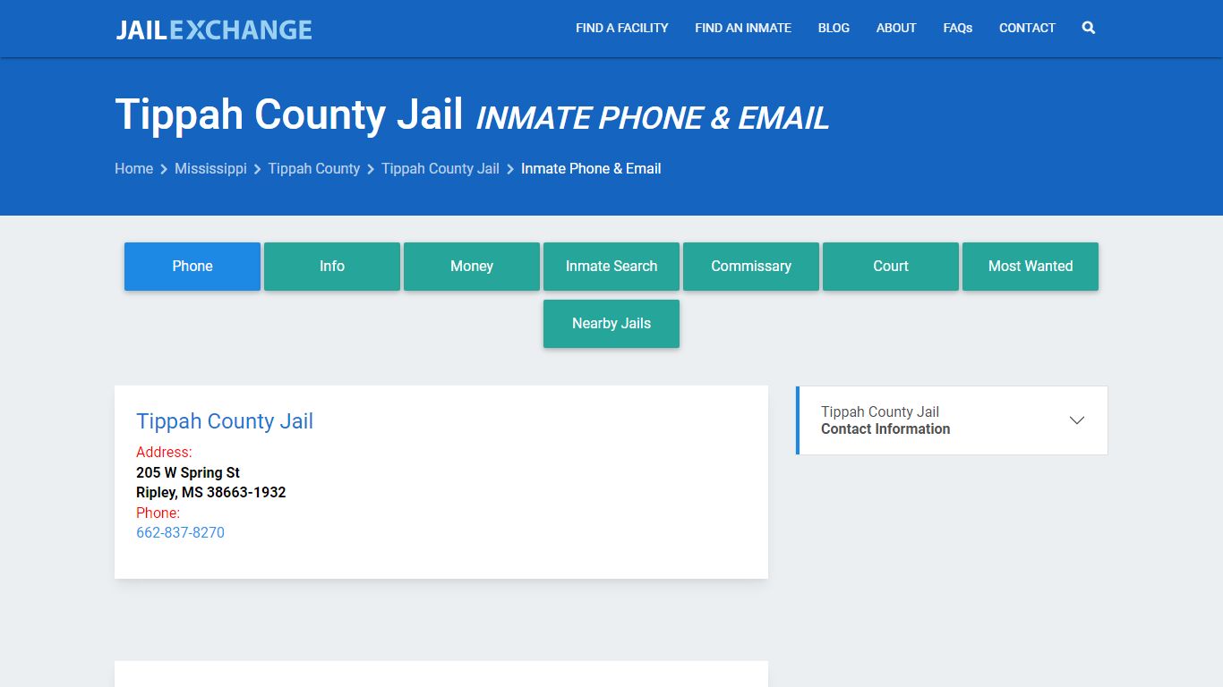 Inmate Phone - Tippah County Jail, MS - Jail Exchange