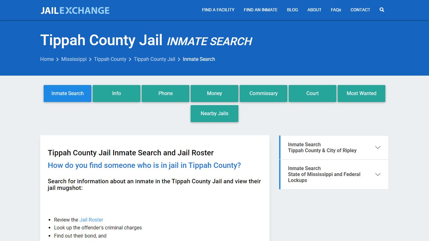 Inmate Search: Roster & Mugshots - Tippah County Jail, MS - Jail Exchange